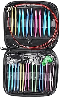 Estojo de agulha de tricô, kit de crochê e tricô, 1 conjunto intercambiável de 13 tamanhos kit de agulha de tricô circular 2,75 mm‑10 mm com estojo