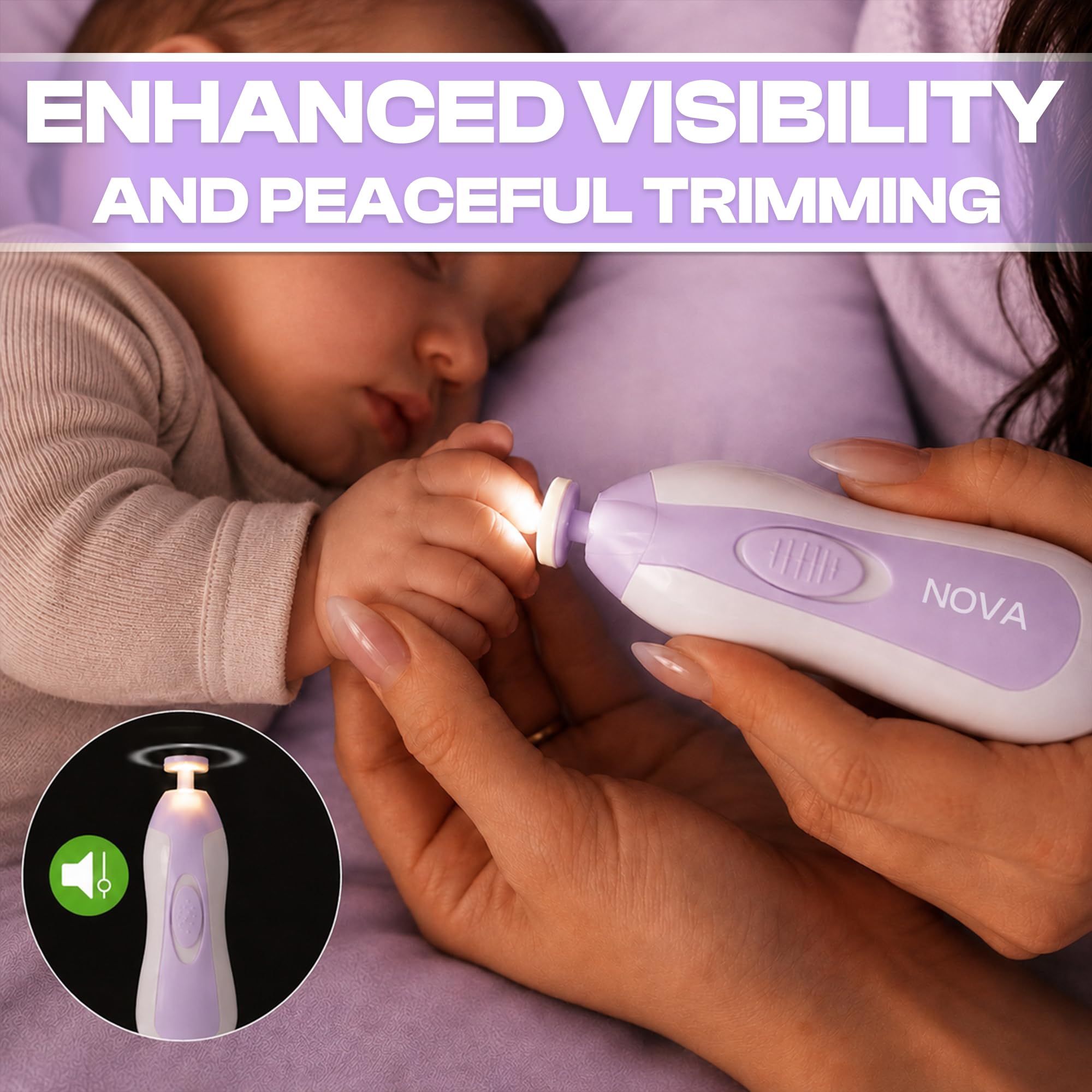 RARECARE Baby Nail Trimmer | New Born Essentials | Baby Nail Cutter New Born 0-12 Months with 6 Filer Heads Adjustment |1 Year Warranty |, Pink, White, 1 Count 4