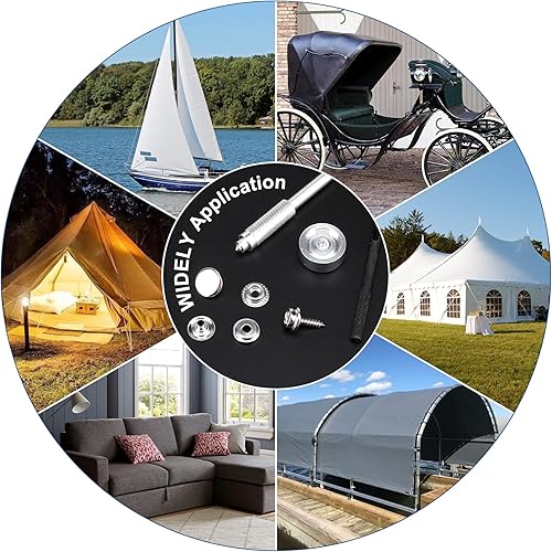 Miniatura 8 de Meifuly - Kit de 323 piezas de lienzo a presión, acero inoxidable de grado marino (tapas, enchufes, tornillos, componentes de la base de tela) para