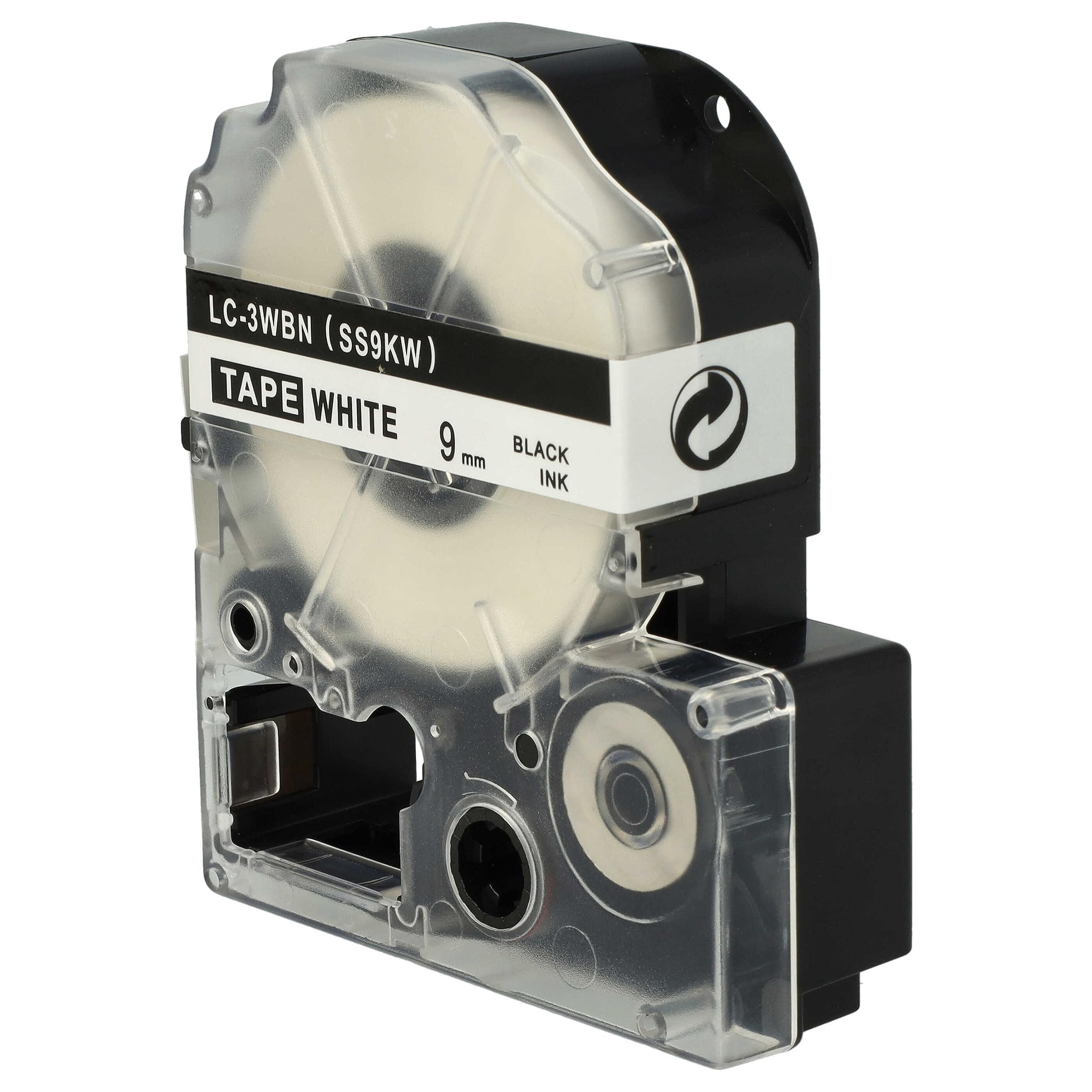 vhbw 50 x zamiennik taśmy do drukarki etykiet Epson LC-3WBN do drukarki etykiet 9 mm, czarny na białym tle
