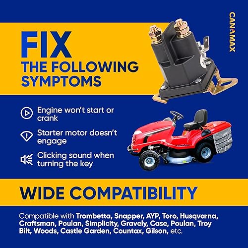 Miniatura 5 de Canamax [Actualizado 2025] Solenoide de arranque 146154 145673 de 4 polos, compatible con cortacésped Craftsman LT1000 Poulan Husqvarna 2654