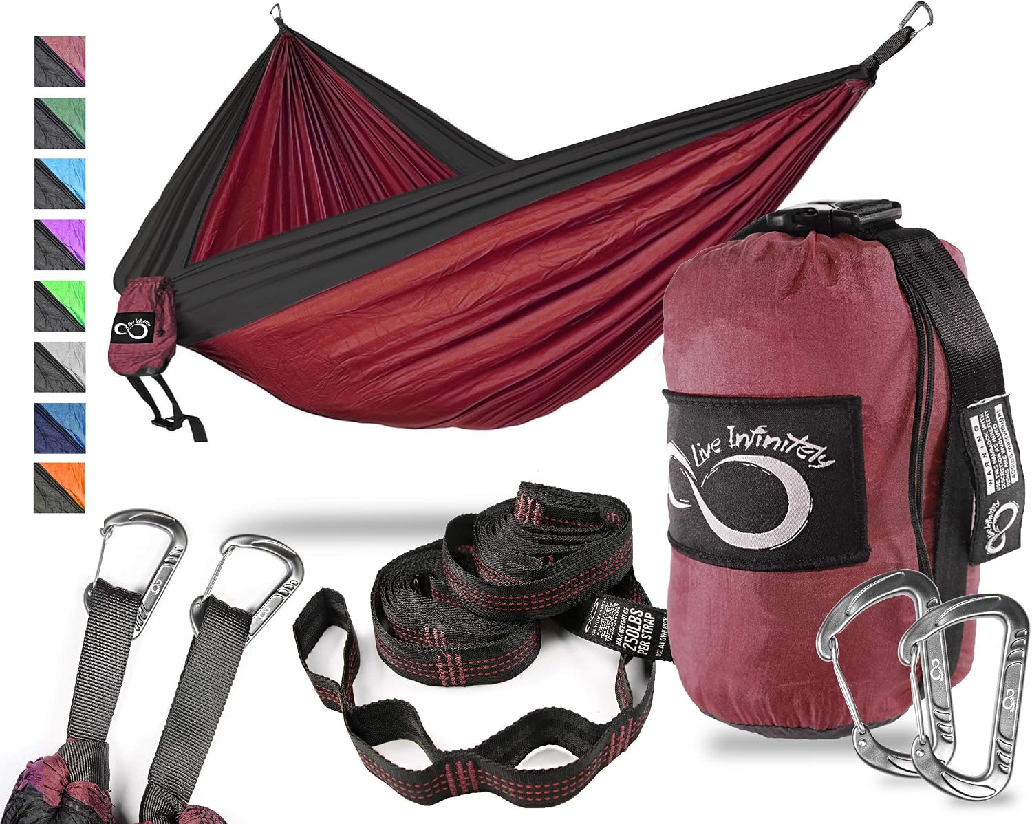 Double Outdoor Camping Hammock Set- Lightweight, Compact & Portable Two Person Parachute Nylon Hammock Set- 2-16 Loop Tree Straps - Holds 500LBS-Ideal for Travel, Hiking & Beach