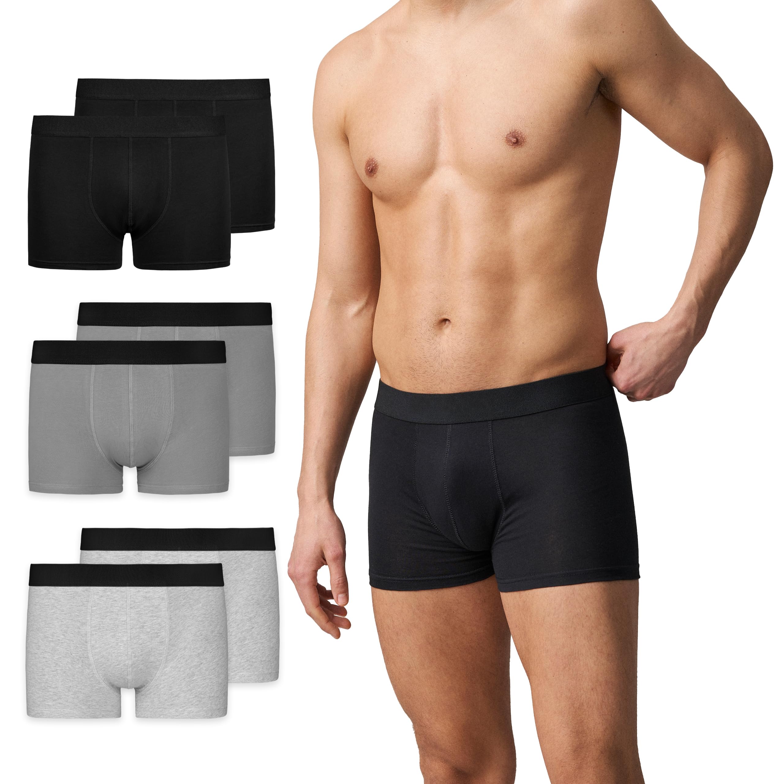 Snocks Herren Boxershorts Ohne Logo - Bio-Baumwolle 6er Pack - Atmungsaktiv Komfortbund - Unterhosen für Alltag und Sport - S-3XL