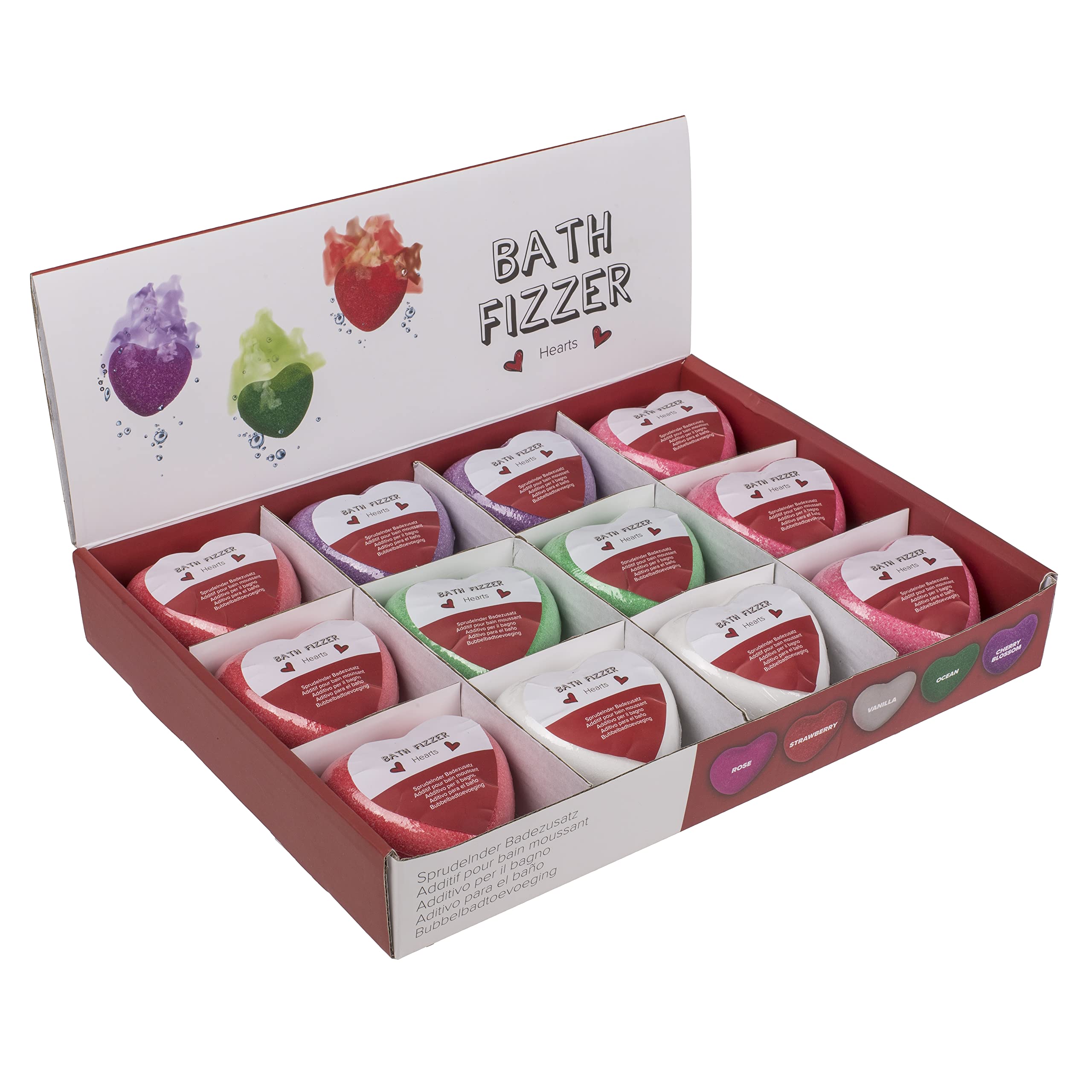 Set de regalo para bombas de baño, perlas de baño, aditivos de baño con aceites esenciales para mujeres, novias, madres, niños, regalo para cumpleaños, Navidad, Día de la Madre (12 x 150 g, corazón
