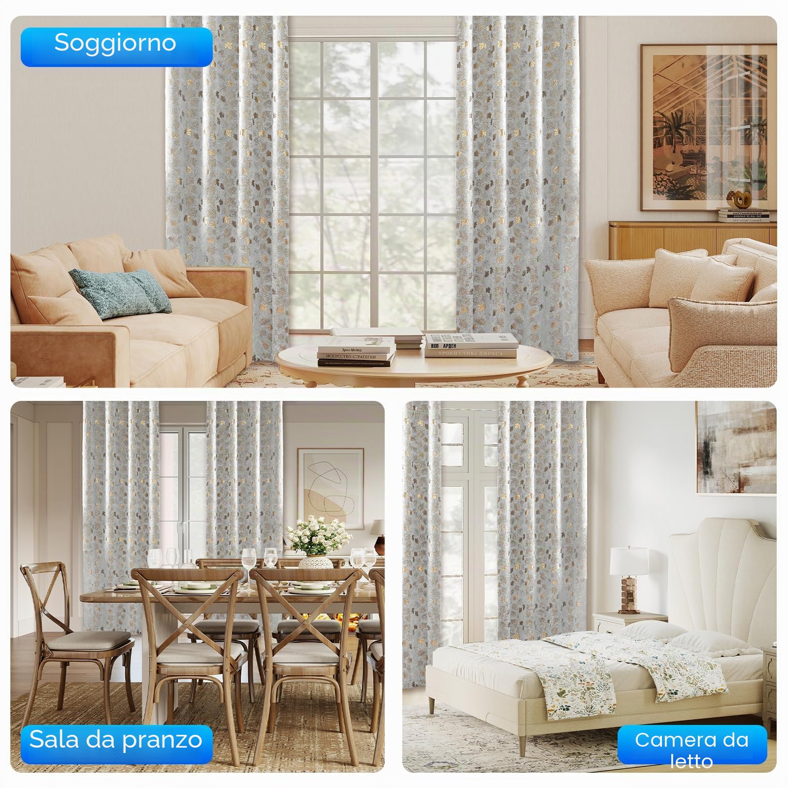 Tende Velluto Oscuranti Per Interni 2 Pezzi, 140x280cm，Tende Termica Isolante, Tenda Moderne Anti-Rumore, Tenda Con Occhielli, Per Camera Da Letto E Soggiorno, Beige
