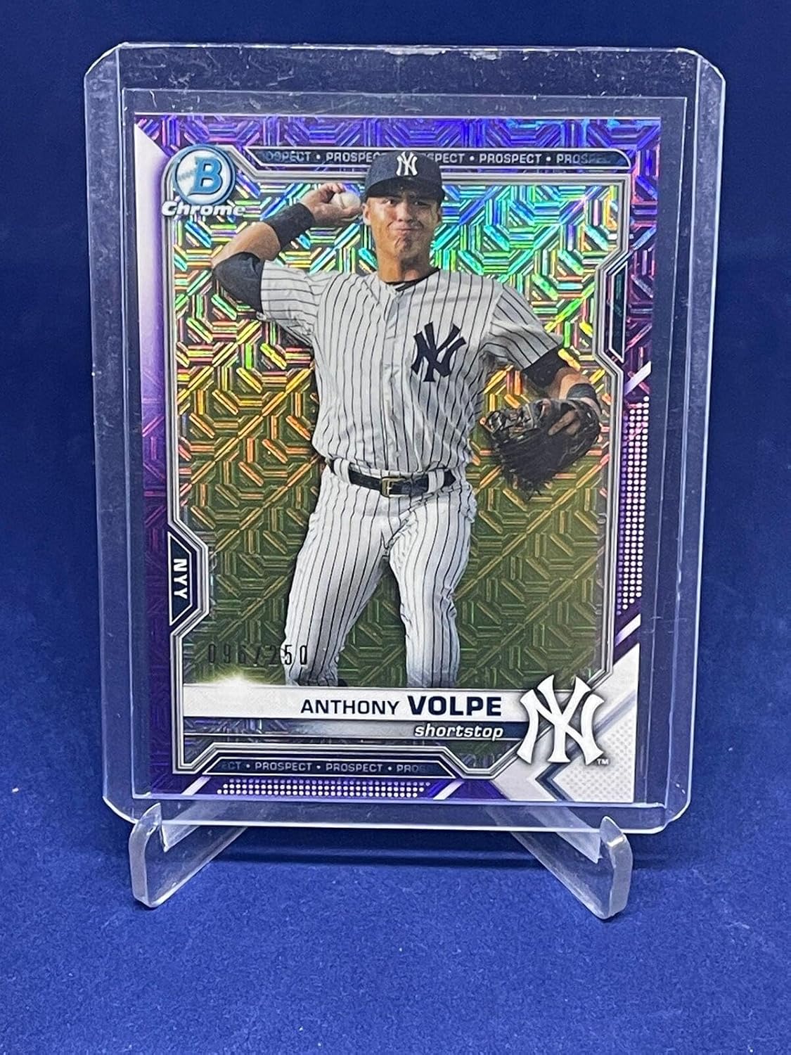 Anthony Volpe 2021 Bowman Chrome Mega Box Refractor Prospect #d 96/250 - Baseball Cards