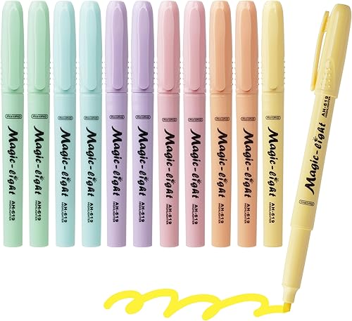 AIHAO Marcadores pastel, colores surtidos, rotulador de punta de cincel, paquete de 12, sin sangrado, bonito resaltador estético, ideal para