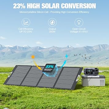 GRECELL 350W Portable Solar Panel for Power Station Generator, Foldable Solar Panel, 37.4V High-Efficiency Solar Charger 350W Power Backup with XT60/Anderson Output for Outdoor Van Camper Off-Grid