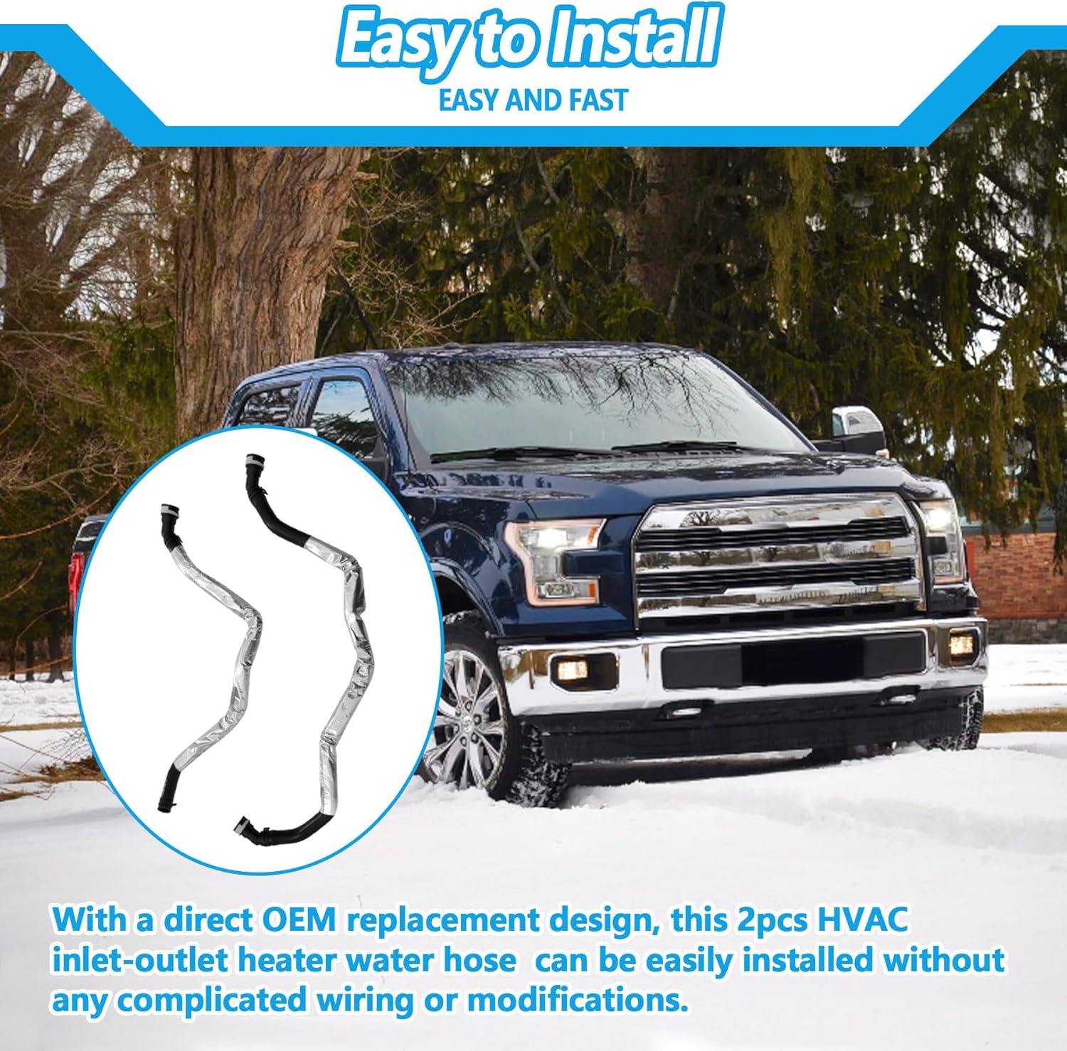 HVAC Heater Water Hose Inlet-Outlet Fit for Ford F150 2017-2020 Replace HL3Z-18472-E HL3Z-18472-F 2Pcs