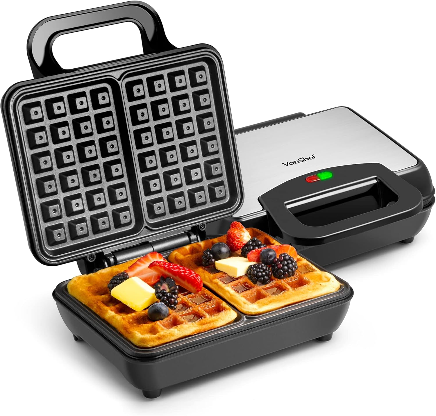 VonShef Waffle Maker Machine Waffle Iron with Non Stick Plates, 1000W