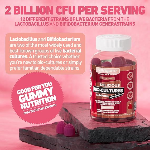 Bio-Cultures Gummies | 12 Multi-Strain 1 Billion CFU | 60 Vegan Gummies