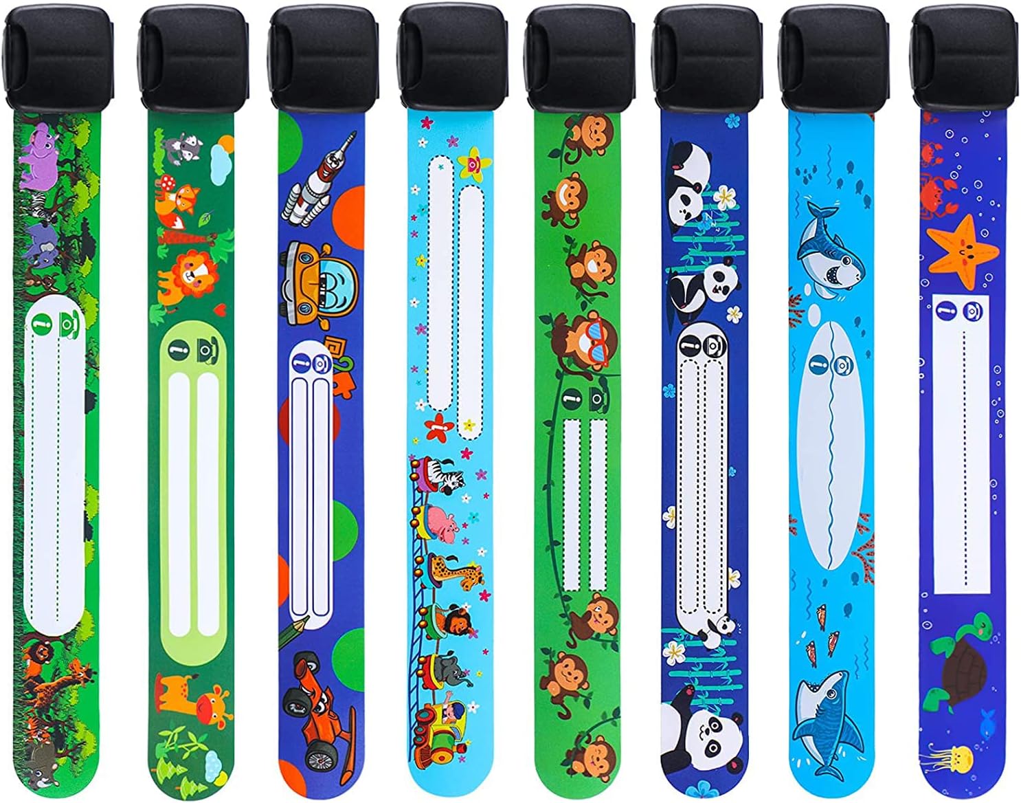 SYOSI 16 Pieces Children Safety ID Wristband Reusable Identification Bracelet Adjustable Waterproof ID Bands for Boys and Girls, (Cool Style) 8 Styles