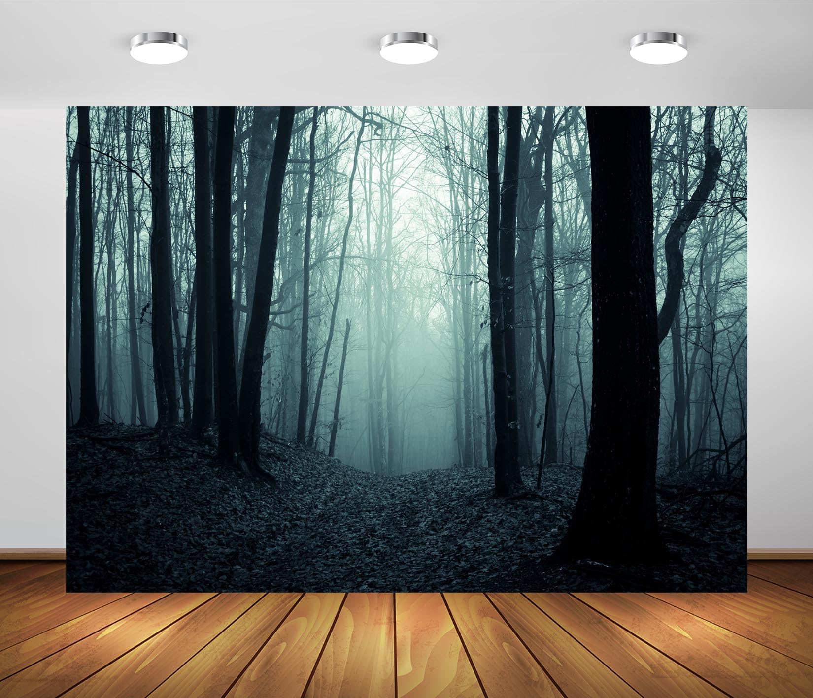 BELECO 12x10ft Fabric Dark Misty Woods Halloween Scary Forest - View #9
