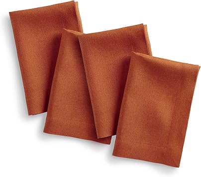 Solino Home Linen Cloth Napkins Set of 4-100% Pure Linen Cinnamon Dinner Napkins 20 x 20 Inch- Diana Medium Weight, Handcrafted and Machine Washable
