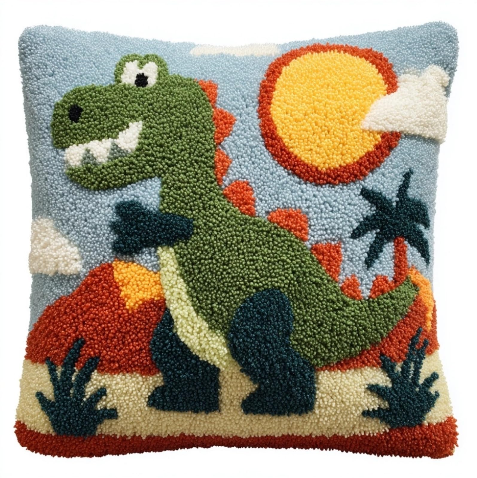 WallustrioaW DIY Latch Hook Pillow Kit,Cute Dinosaurs