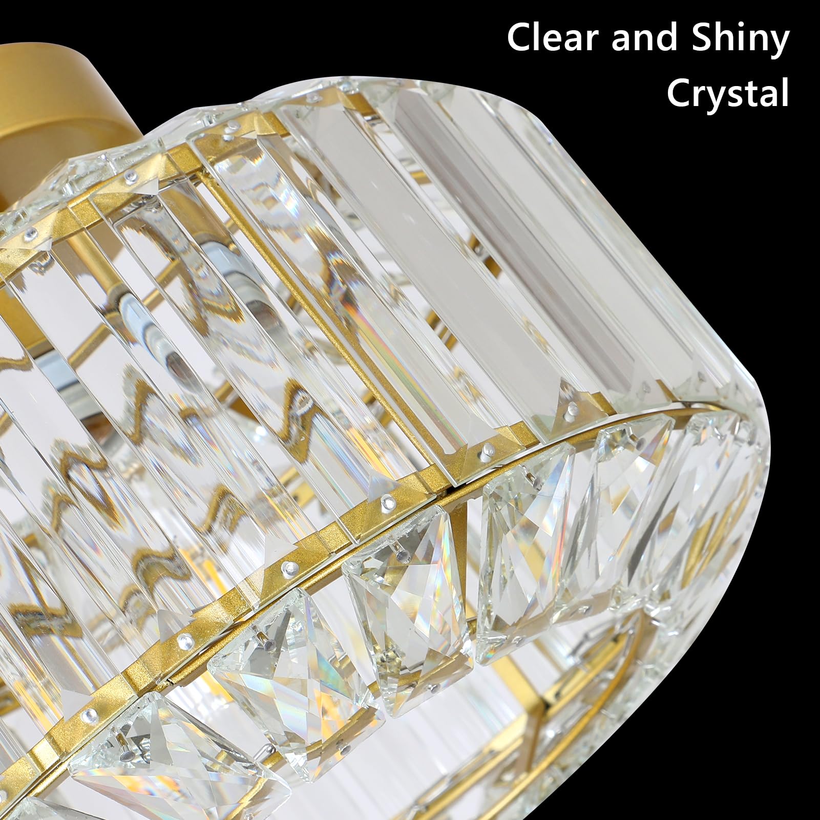 Gold Deckenlampe Wohnzimmer, Kristall Deckenleuchte Wohnzimmer, Deckenlampe Schlafzimmer mit Glas Lampenschirm, Gold Kronleuchter, Modern Kristall Kronleuchter für Esszimmer Flur Küche