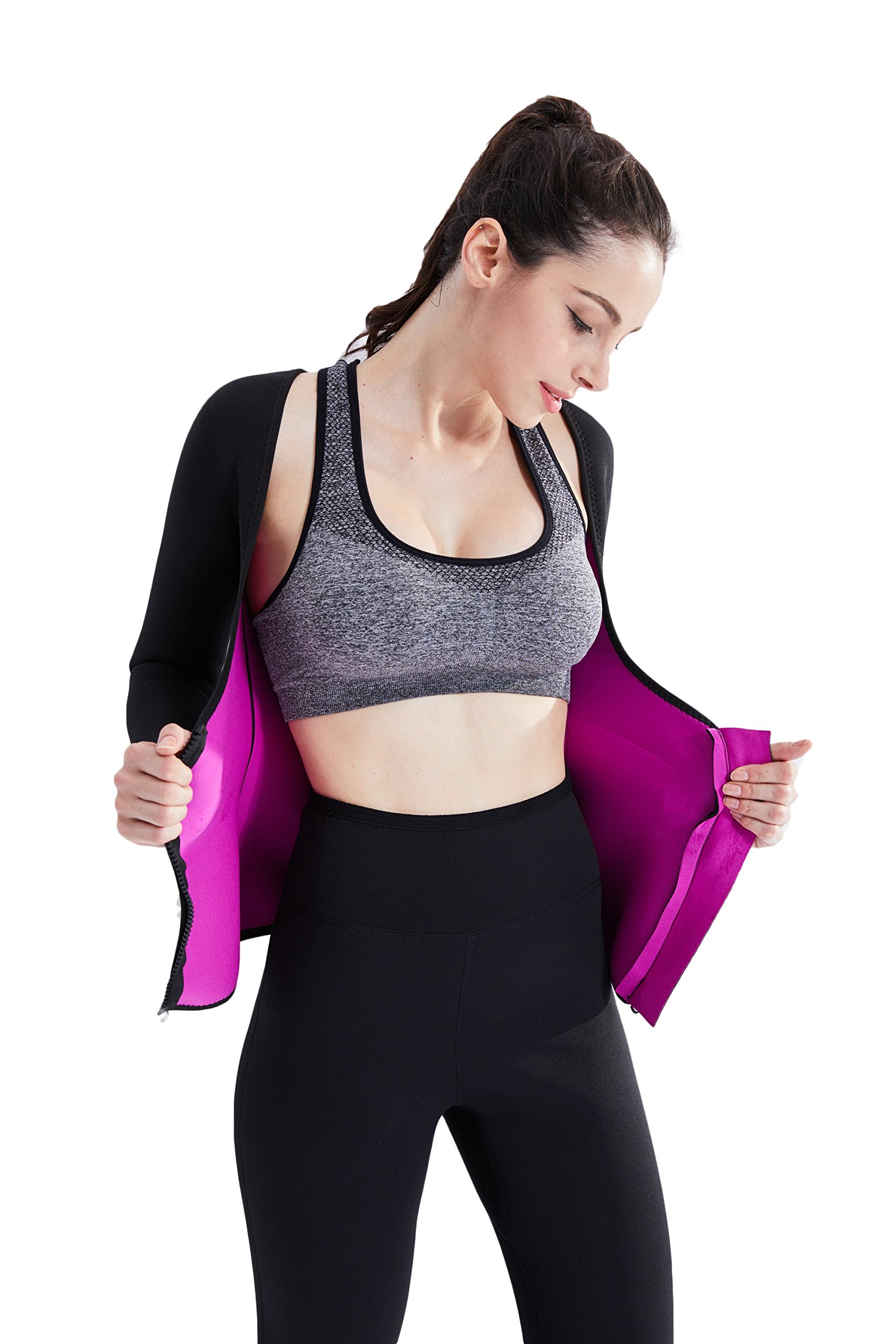 Ausom Womens Thermal Body Shaper Long Shirt Slimmer Workout Sweat Sauna Suit Neoprene Shaping Shapewear for Weight Loss