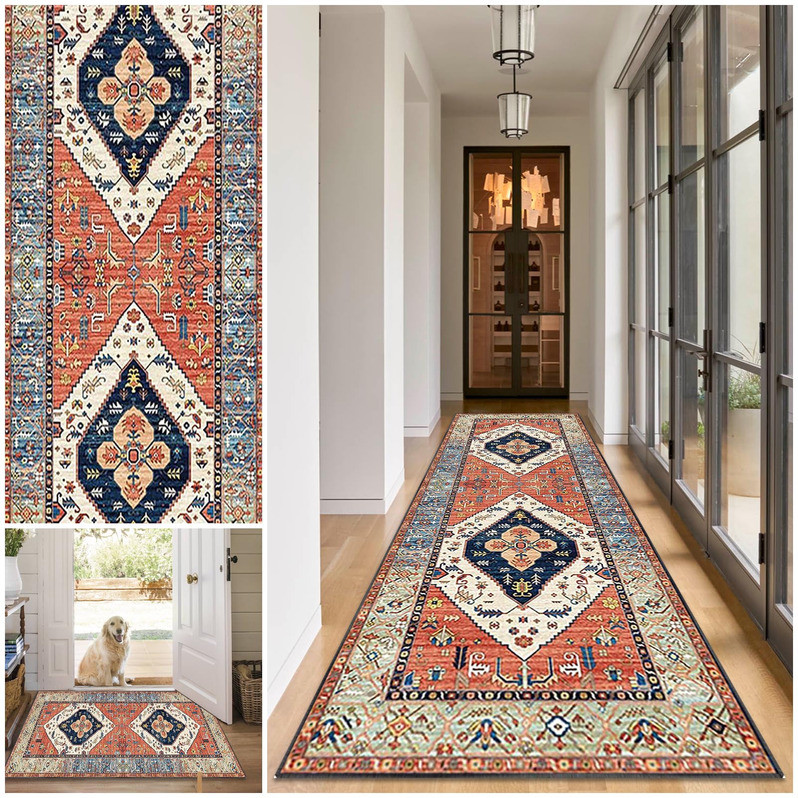 Runner Rugs for Hallway Washable Kitchen Rugs 120 x 180 cm Hall Runners Non Slip Long Kitchen Runner Rug Absorbent Floor Carpet Area Rug Door Mats Carpet Runner for Hallway Entryway Laundry Room