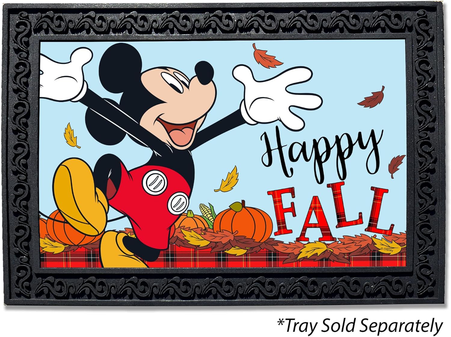 Flagology.com, Disney, Disney Happy Fall Mickey Doormat - 18" x 30", Outdoor/Indoor, Heavy Duty Recycled Rubber, Non-Slip Backing, Fall