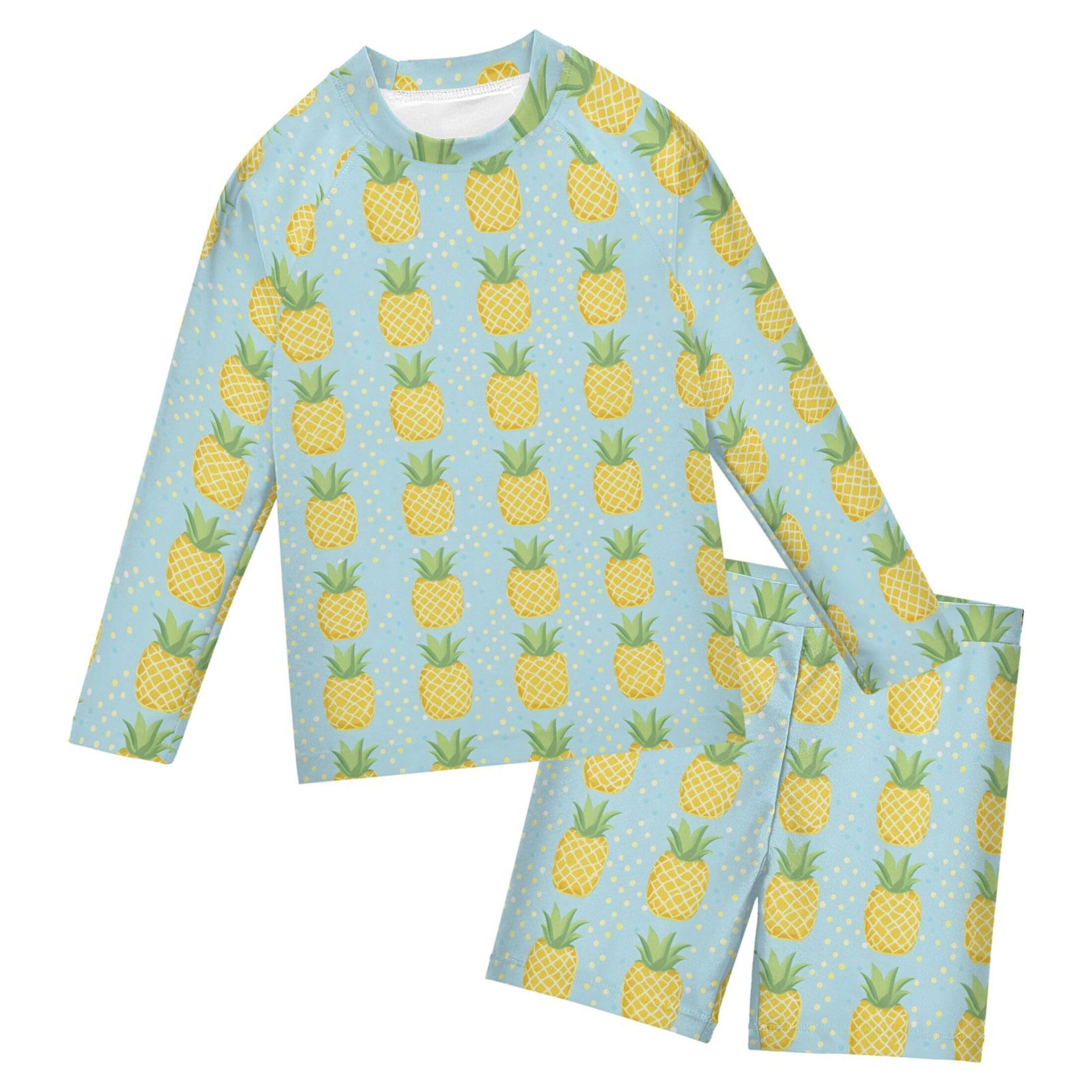 Pineapple Fruit Baby Boys' Toddler Long Sleeved Rashguard Swim Bathing Suit Set B0403671