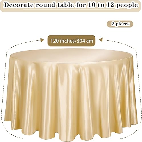 Miniatura 2 de TURSTIN Mantel redondo de satén de 120 pulgadas para decoración de mesa de tela suave, mantel de seda brillante para decoración de mesa de