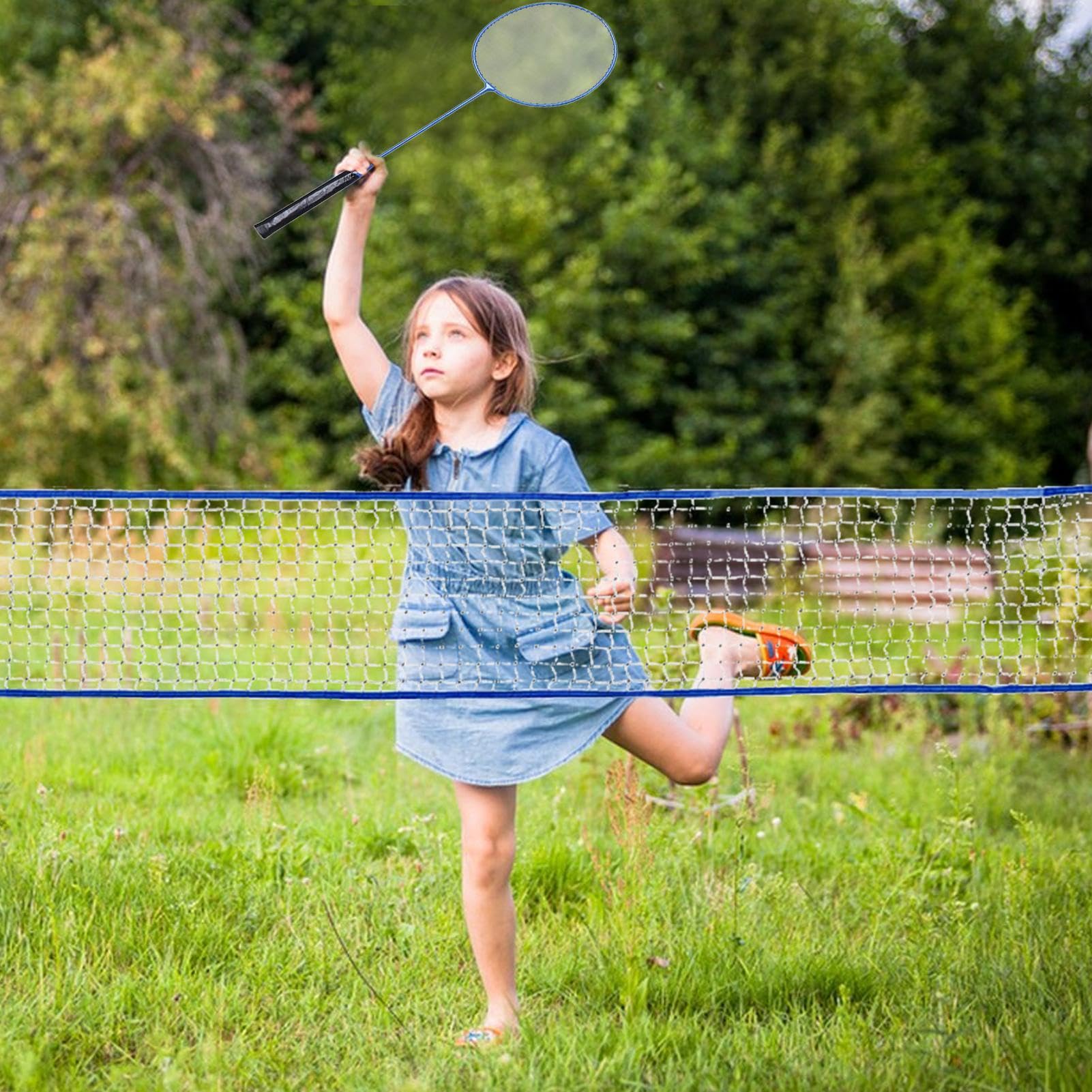 Set completo di badminton - Set da badminton portatile con rete per adulti | Set da badminton da esterno per spiaggia | Giardino, palestra, piazza, cortile