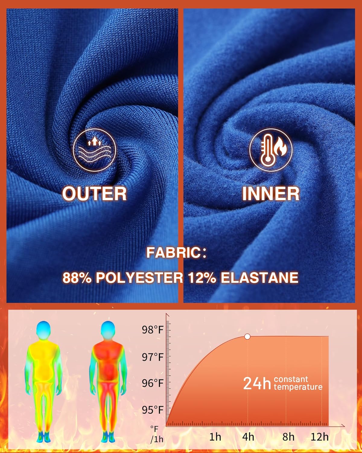 Boys Thermal Underwear Set, Kids Thermals Top and Bottom Set, Soft Fleece Lined Long Johns Base Layer for Skiing - Image 3