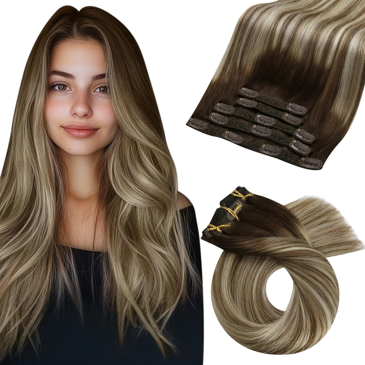 Moresoo Clip in Extensions Echthaar Haarverlängerung Echthaar Extensions Clip