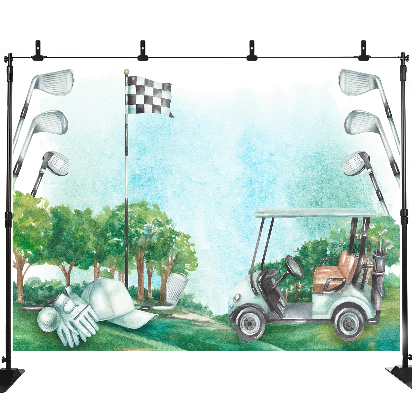 Golf Theme for Birthday Party Photography Backdrop Parties Watercolor Grass Sports Background for Boys Birthday Baby Shower Party Decorations Banner