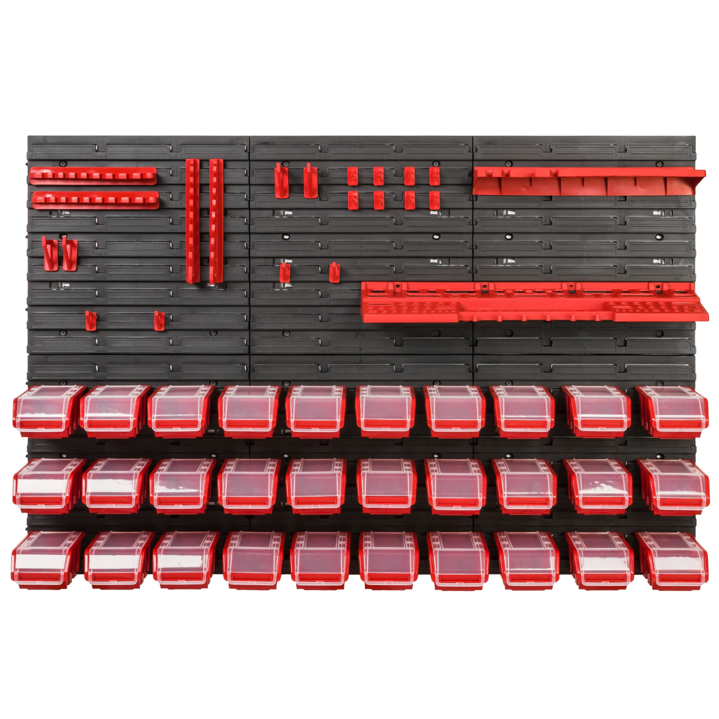 Lagersystem Werkstattregal | 117 x 78 cm | NPKL Wandregal mit Stapelboxen - Wandplatten Extra Starke Schüttenregal Warkzeuglochwand Lagerregal Garage Regal (3)