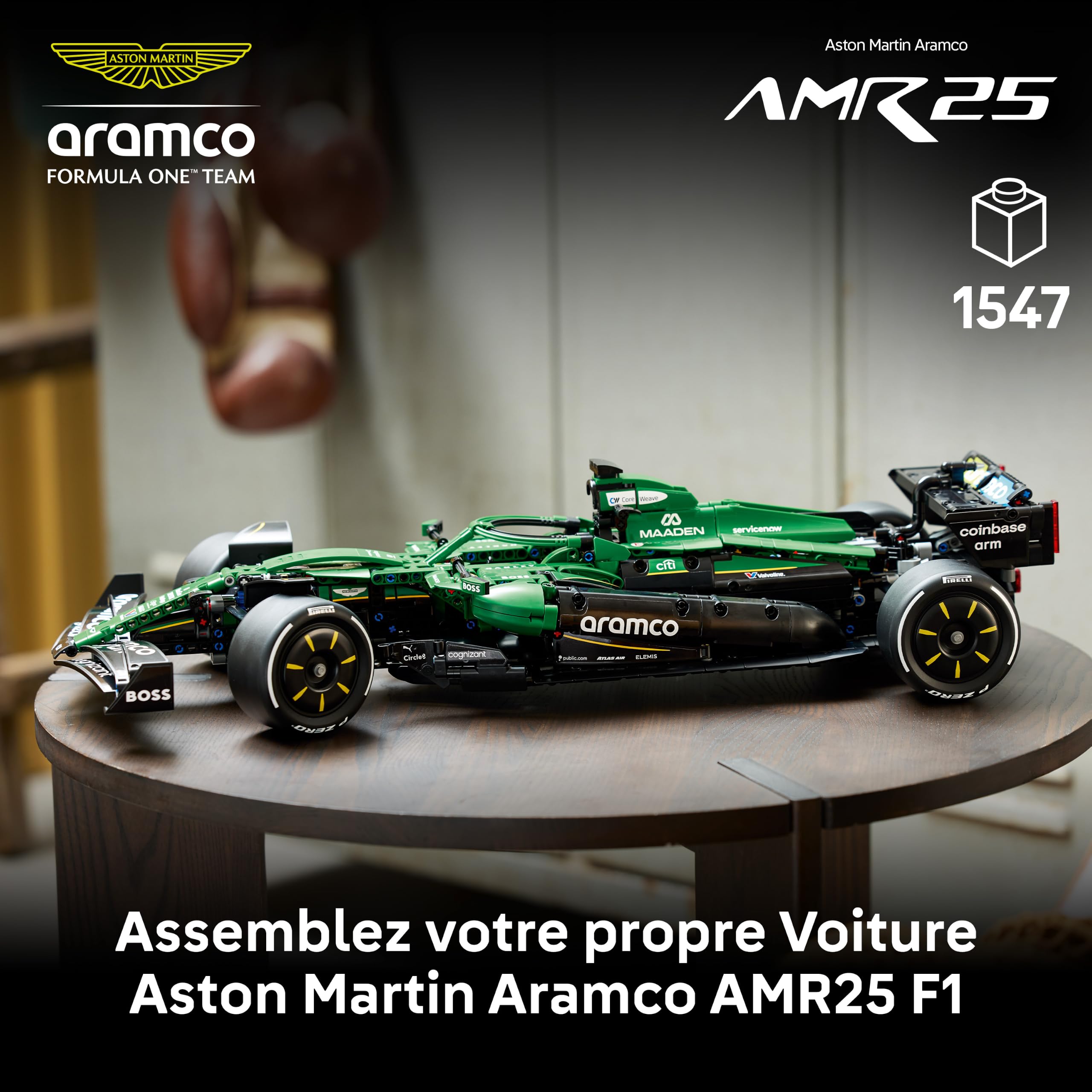 LEGO Technic Voiture Aston Martin Aramco AMR25 F1 - Maquette pour Adulte - Set F1 Collector avec Moteur V6, DRS & Suspension à Poussoir - Idée de Cadeau pour Fan de Course & Sport Automobiles 42240