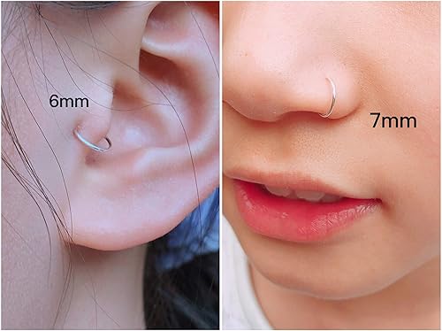 Miniatura 3 de Juego de aretes de aro pequeños para mujer, 0.236 in, 0.276 in, 0.315 in