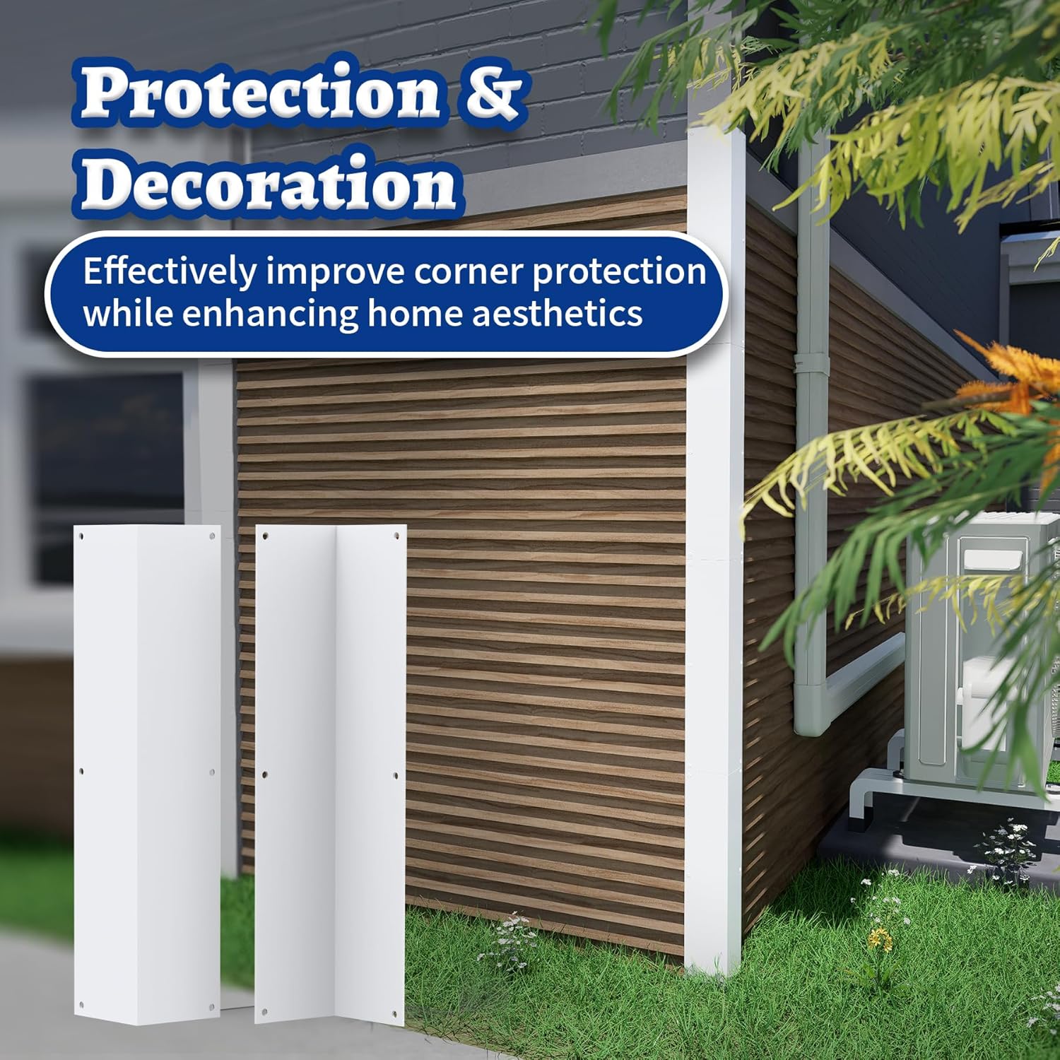 Aluminum Alloy Metal Siding Corner Guards, Siding Corner Protectors with 90° Angle, 3.4" x 3.4" x 15.8” Weed Whacking Protection for Outside Wall Vinyl Siding, Pack of 2
