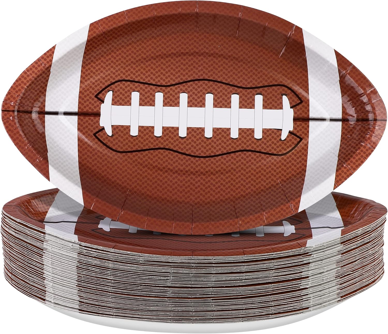 ADXCO 50-Piece Football Shaped Paper Plates - Football Party Supplies for Sports Game Birthday Decoration, 9.4 x 5.9 Inch