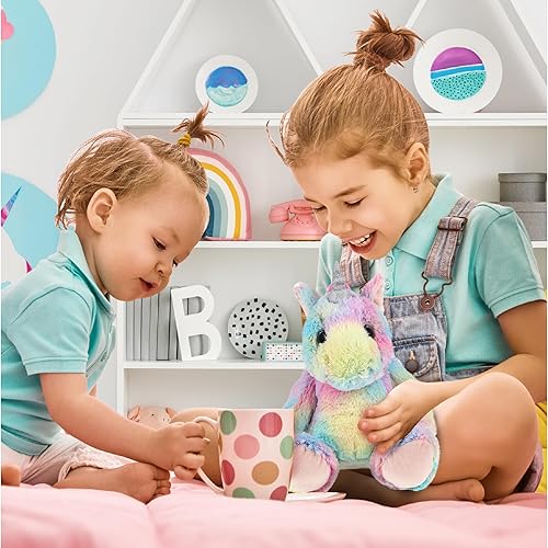 Miniatura 5 de DolliBu Animal de peluche de unicornio – Unicornio arcoíris sentado suave y abrazable, adorable juguete de peluche de unicornio para jugar, bonitos