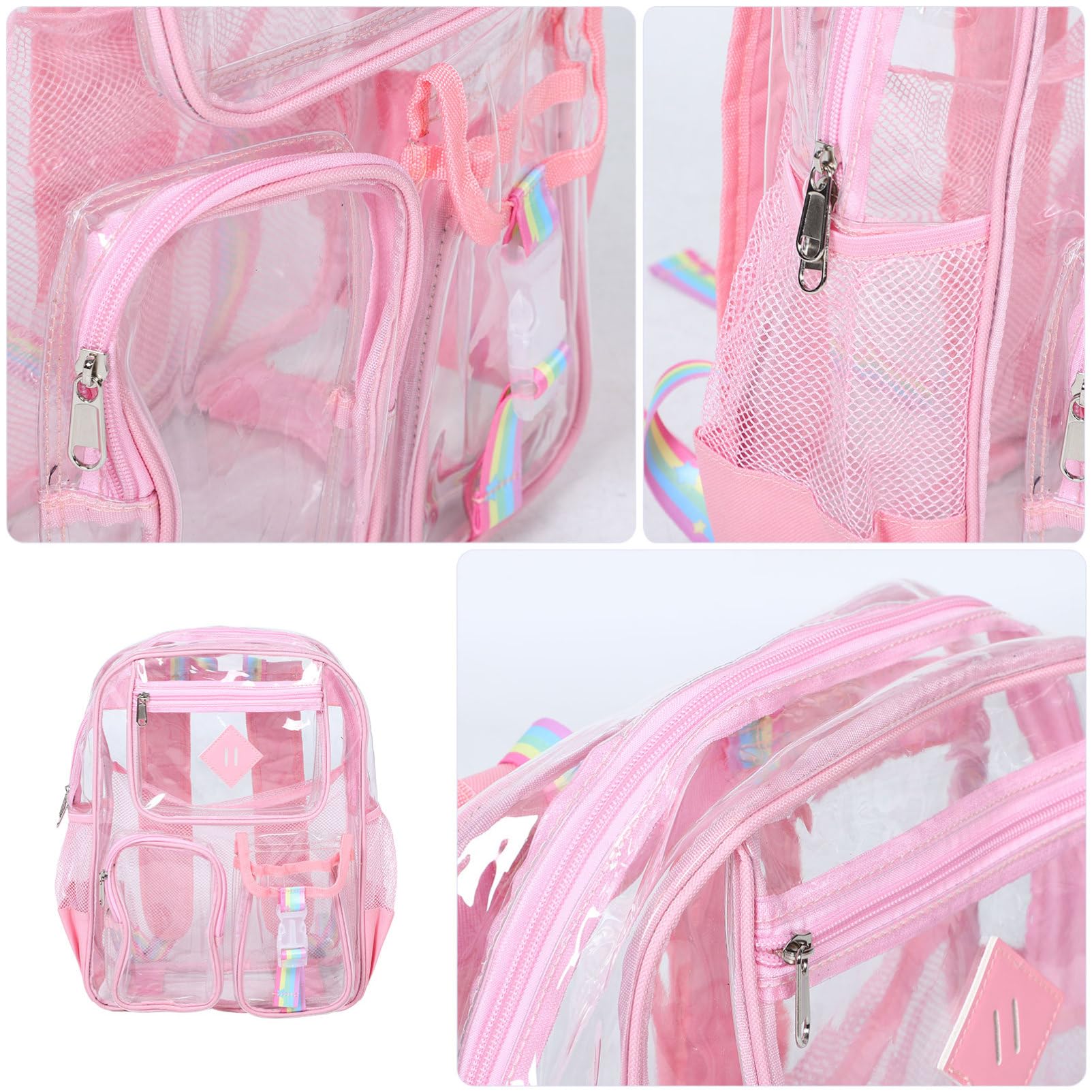 Hemobllo Zaino Trasparente in Pvc Leggero e Resistente con Design Visibile, Adatto per Eventi allo Stadio e Avventure All'aperto con Vestibilità Comoda e Stile Festival