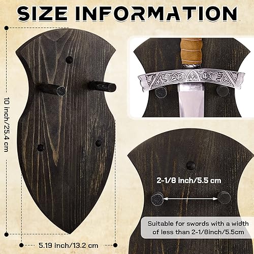 Miniatura 2 de Queekay Placa de espada de madera, soporte para espada, soporte de pared, regalo para Navidad, placa de pared de espada de madera con herrajes