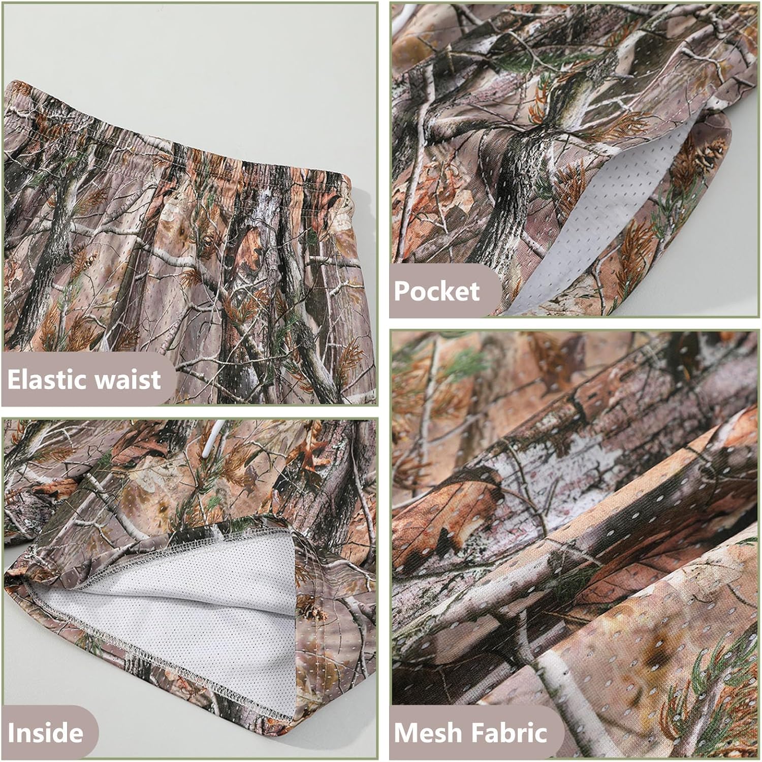 GINTPK Men's Camo Shorts, Mesh Basketball Cool Shorts, Gym Workout Athletic Graphic Short with Pockets