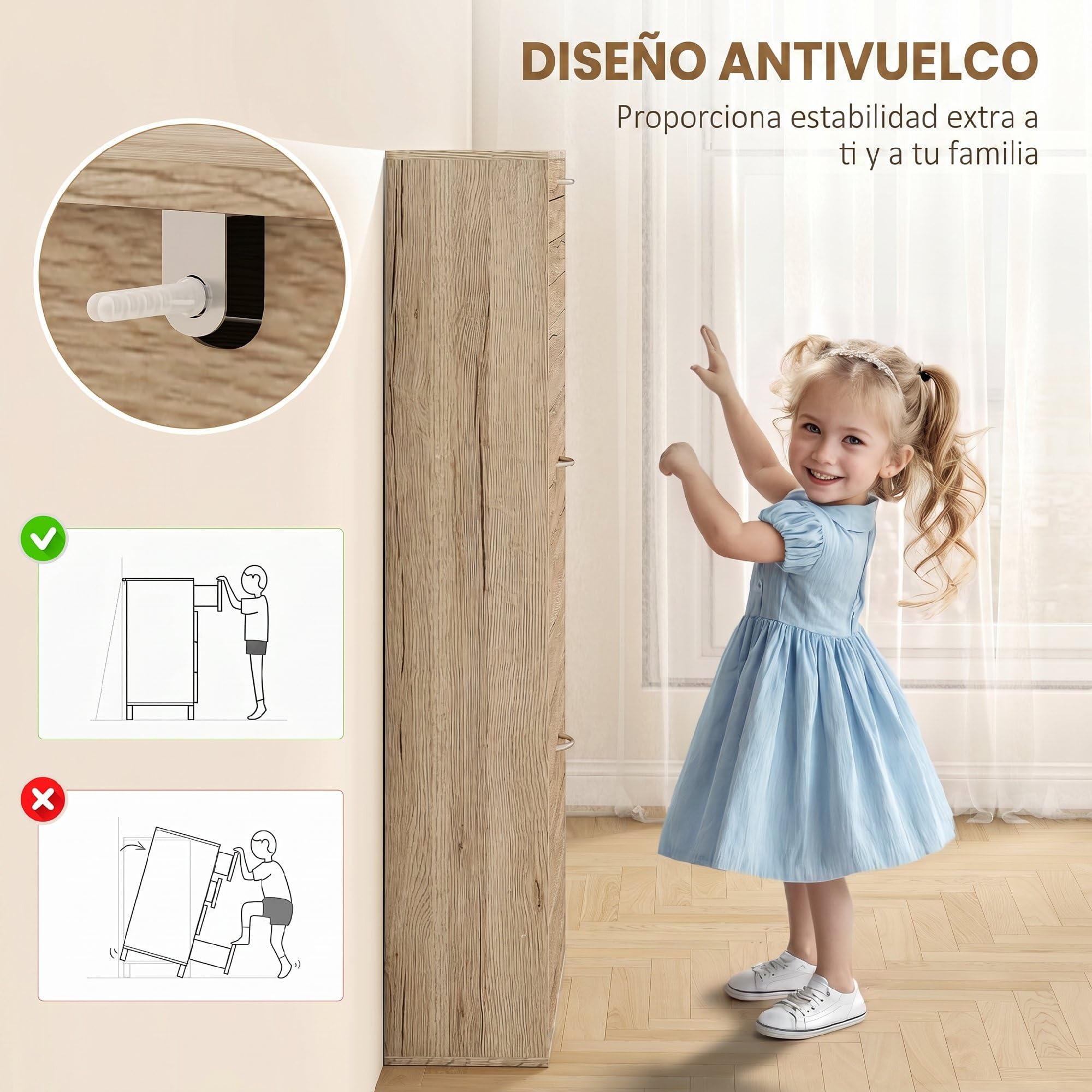 HOMCOM Zapatero Estrecho con 3 Puertas Abatibles, Zapatero Entrada Recibidor, Estantes Ajustables, para 12 Pares de Zapatos, para Pasillo, Espacios Reducidos, Roble