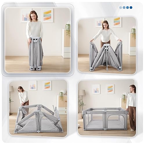 Miniatura 5 de Sweeby Corralito para bebés, puerta plegable de 79 x 71 pulgadas para bebés y niños pequeños, extra grande con puerta de juego para valla interior y