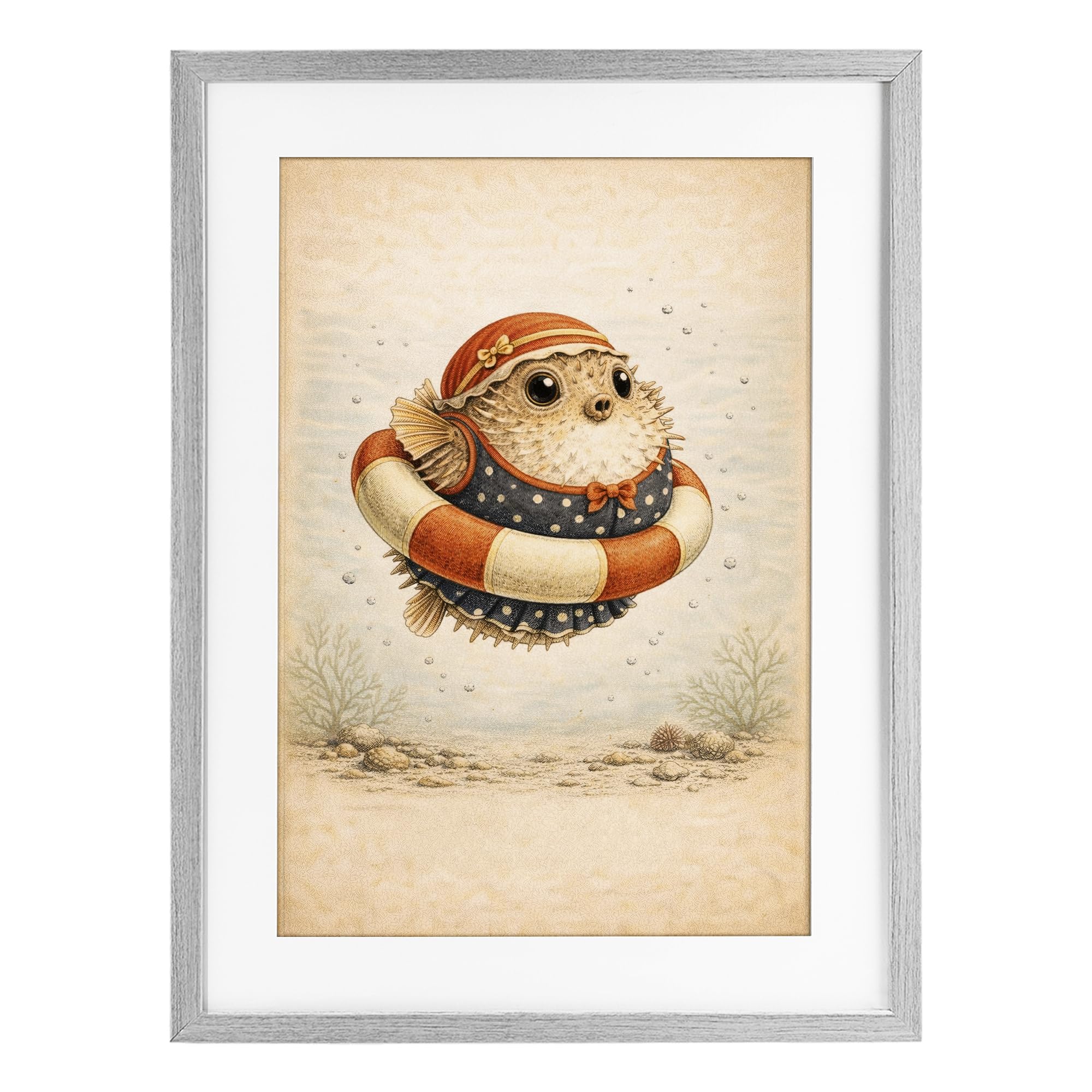 Poster encadré « Pufferfish of Maritime Bathing Society »