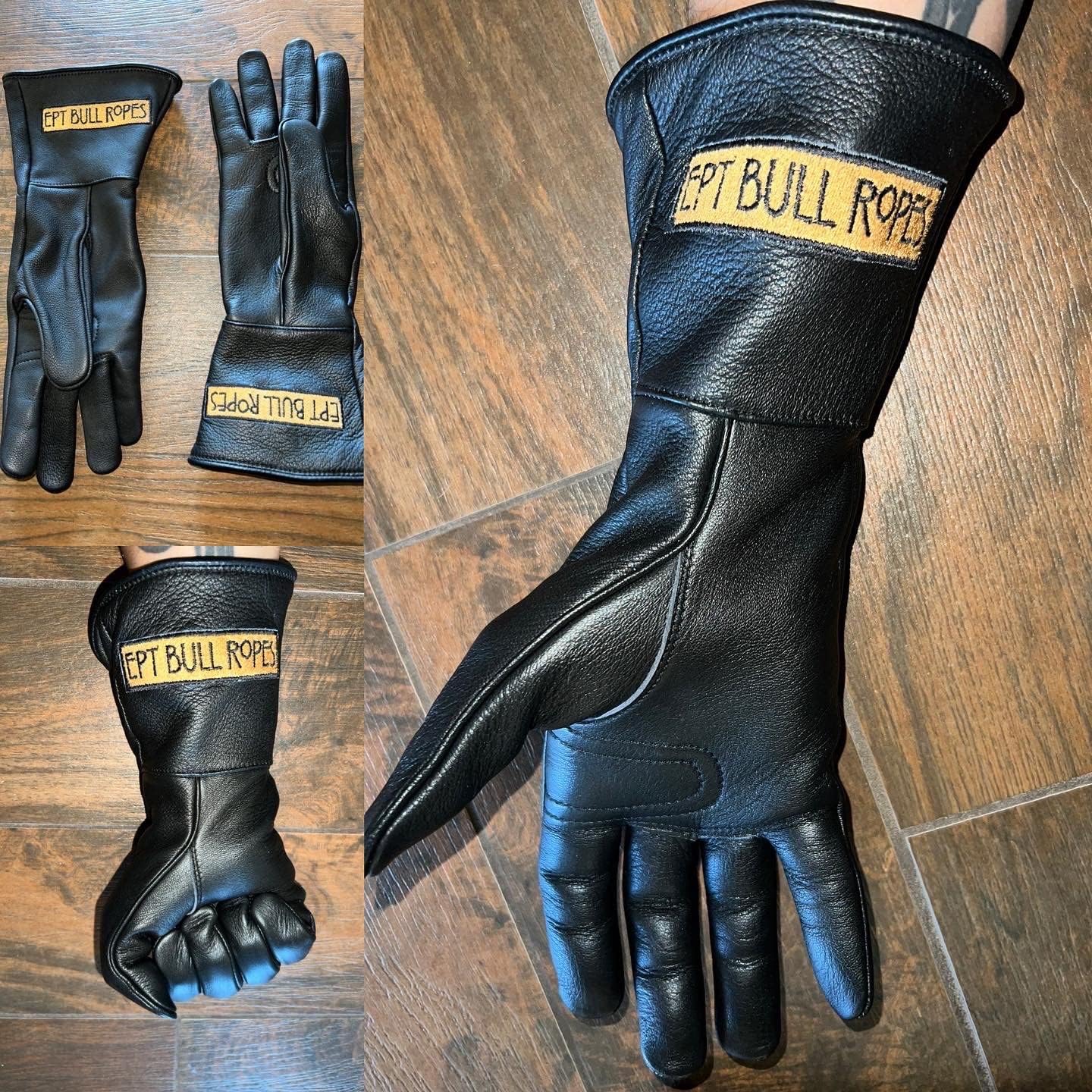 EPT Bull Ropes Bull Riding Glove Adult Black Cowhide EPT Brand 9.0 Right Hand
