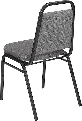 Miniatura 5 de Flash Furniture HERCULES Series Silla de banquete apilable con respaldo trapezoidal con asiento de 2.5 pulgadas de grosor en tela gris, marco de