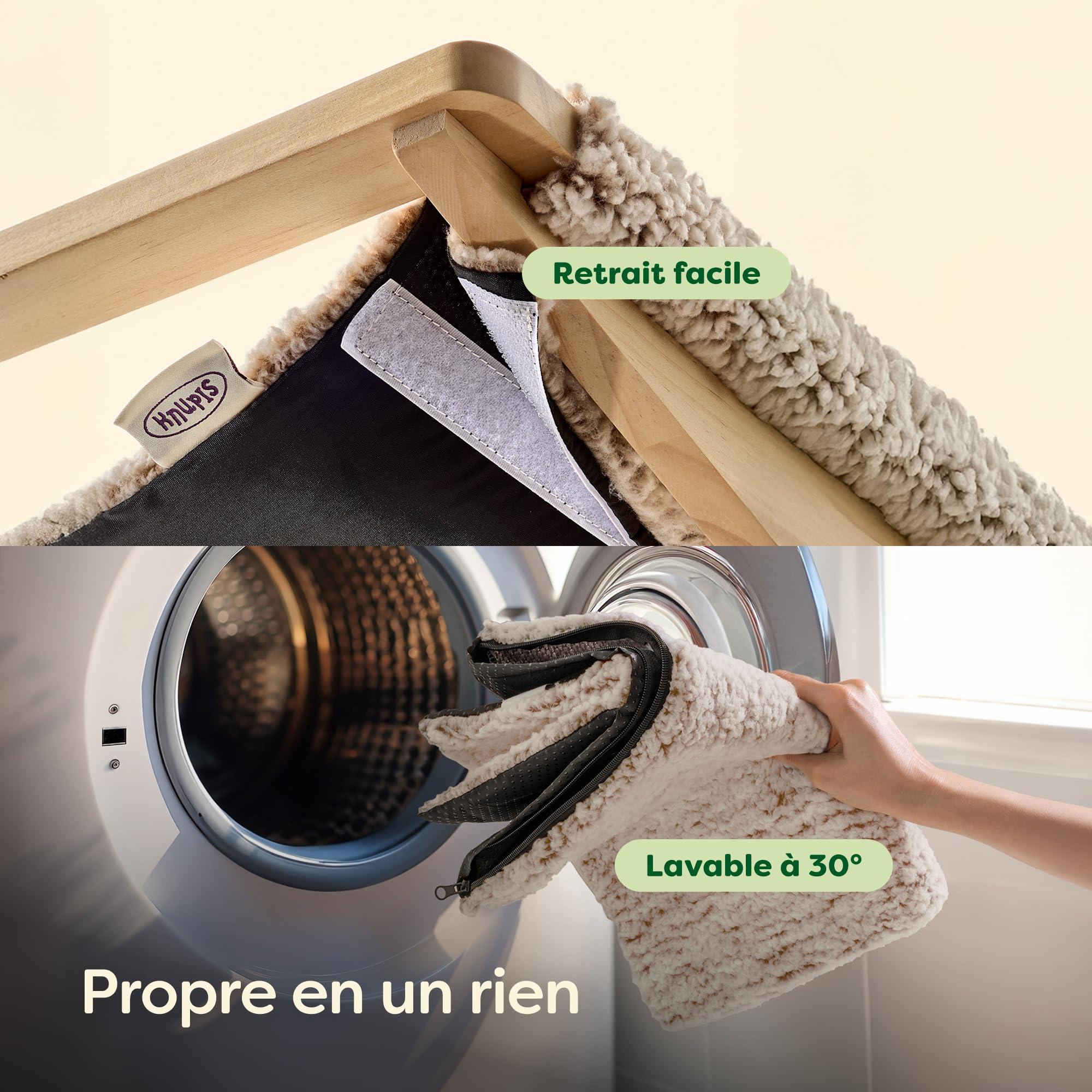 Knupis Étagère Murale Chat avec Hamac & 2X Escaliers – Bois de Pin Massif FSC®, Couchage Mural Solide Jusqu’à 30 kg – pour Jeu & Confort - Beige