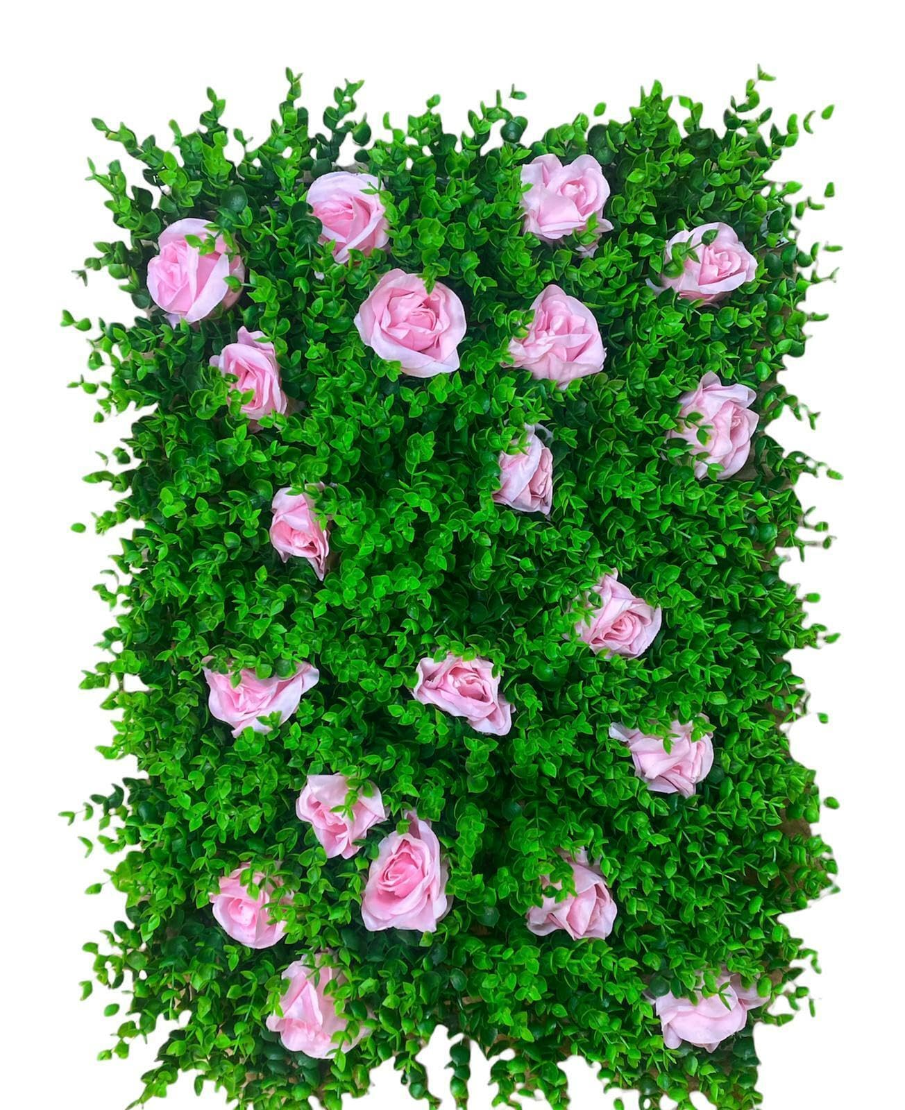 Plant Artificial Mat Greenery Wall Hedge Fence Foliage Panel Home wedding pannel Size 40cm wide 60cm Long (Rose Pink)