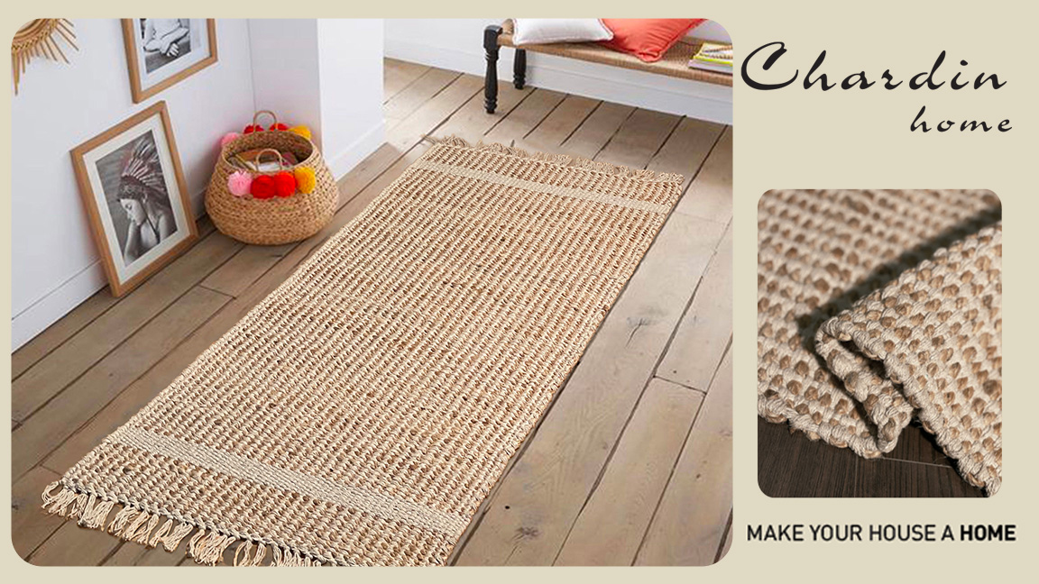 Amazon.com: Chardin Home 2x5 Jute Cotton Hand Woven Rug with ...