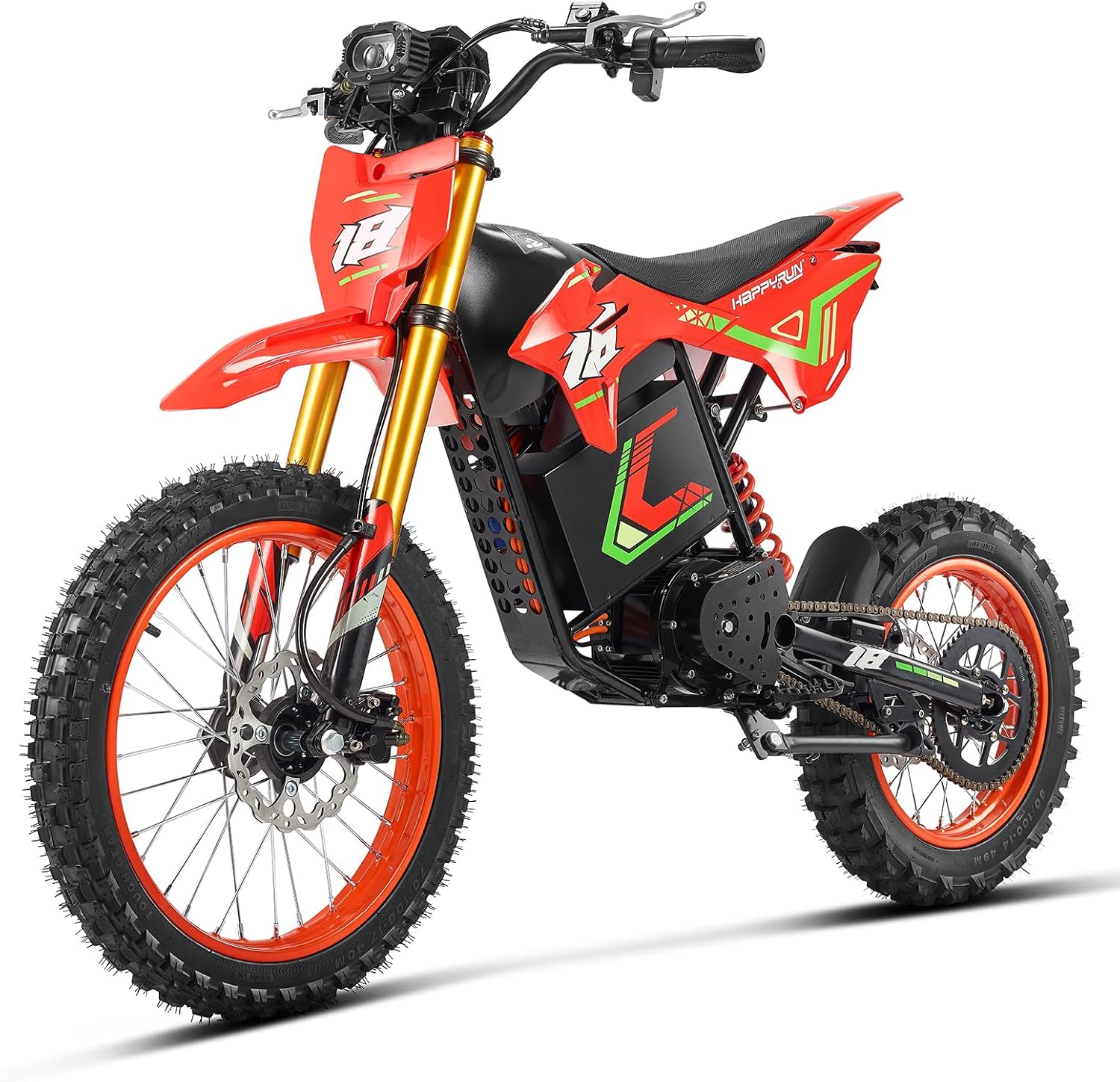 HAPPYRUN Electric Dirt Bike for Teens Adults, Mid-Drive Motor 6000W Peak, Electric Motorcycle 60V 30Ah Battery, 60-Mile Range, 46mph, Dual Hydraulic Brakes & Full Suspension Electric Motorcycle