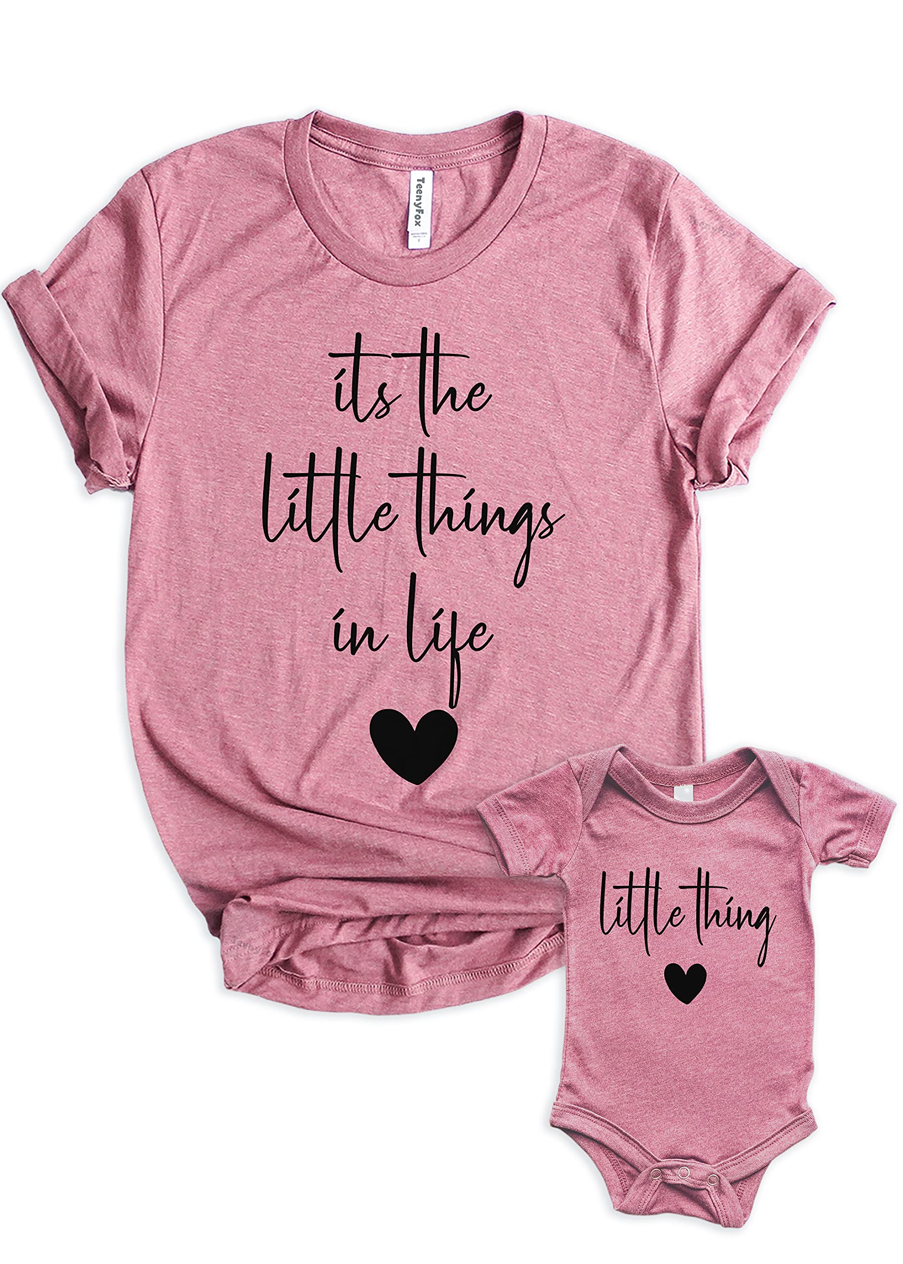 Teeny Fox Little Things in Life Mother Daughter Matching Outfits Mom and Me Cute Family Shirts