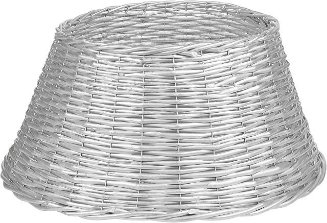 URBNLIVING Christmas Natural Large Willow Wicker Woven Rattan Tree Skirt Base Cover Stand (Silver)