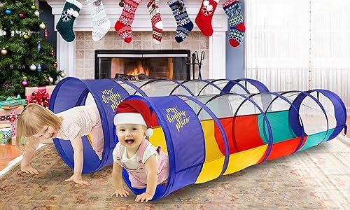 Miniatura 8 de Kiddey Túnel de juego para niños, túnel desplegable para niños pequeños, túnel multicolor para diversión en interiores y exteriores, gatear y jugar,